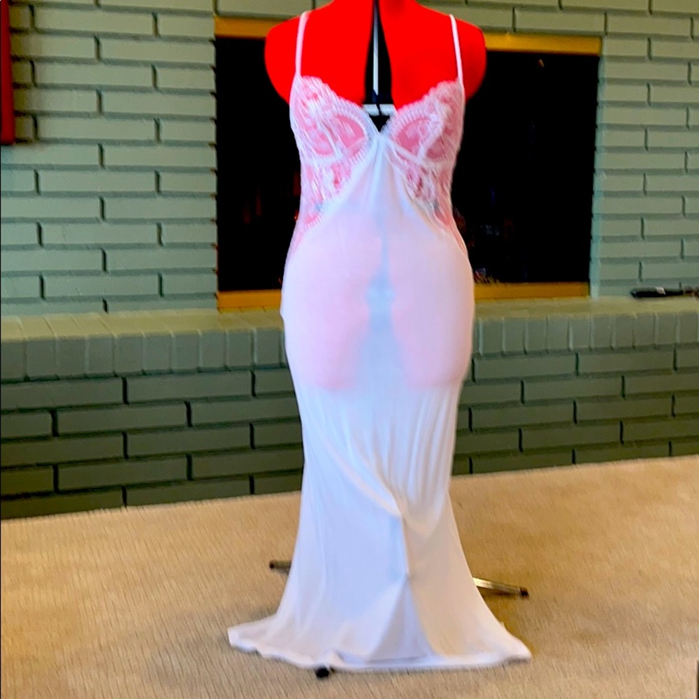 Long white modal and lace La Perla gown